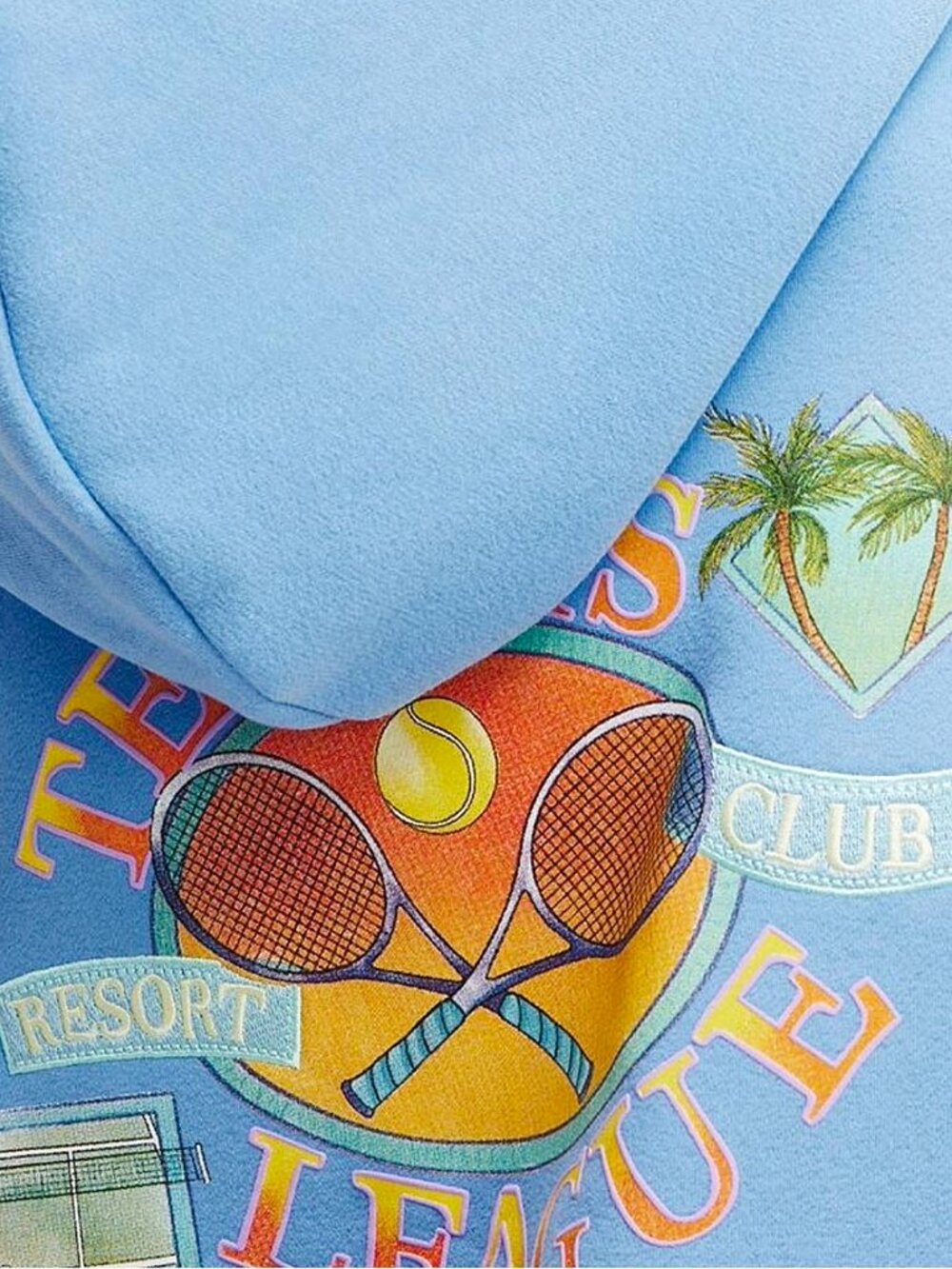 Blue Tennis League Plush Graphic Hoodie Oversized Fleece NWT L - Picture 10 of 10